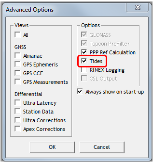 Ensure Tides is enabled in Tools > Advanced Options